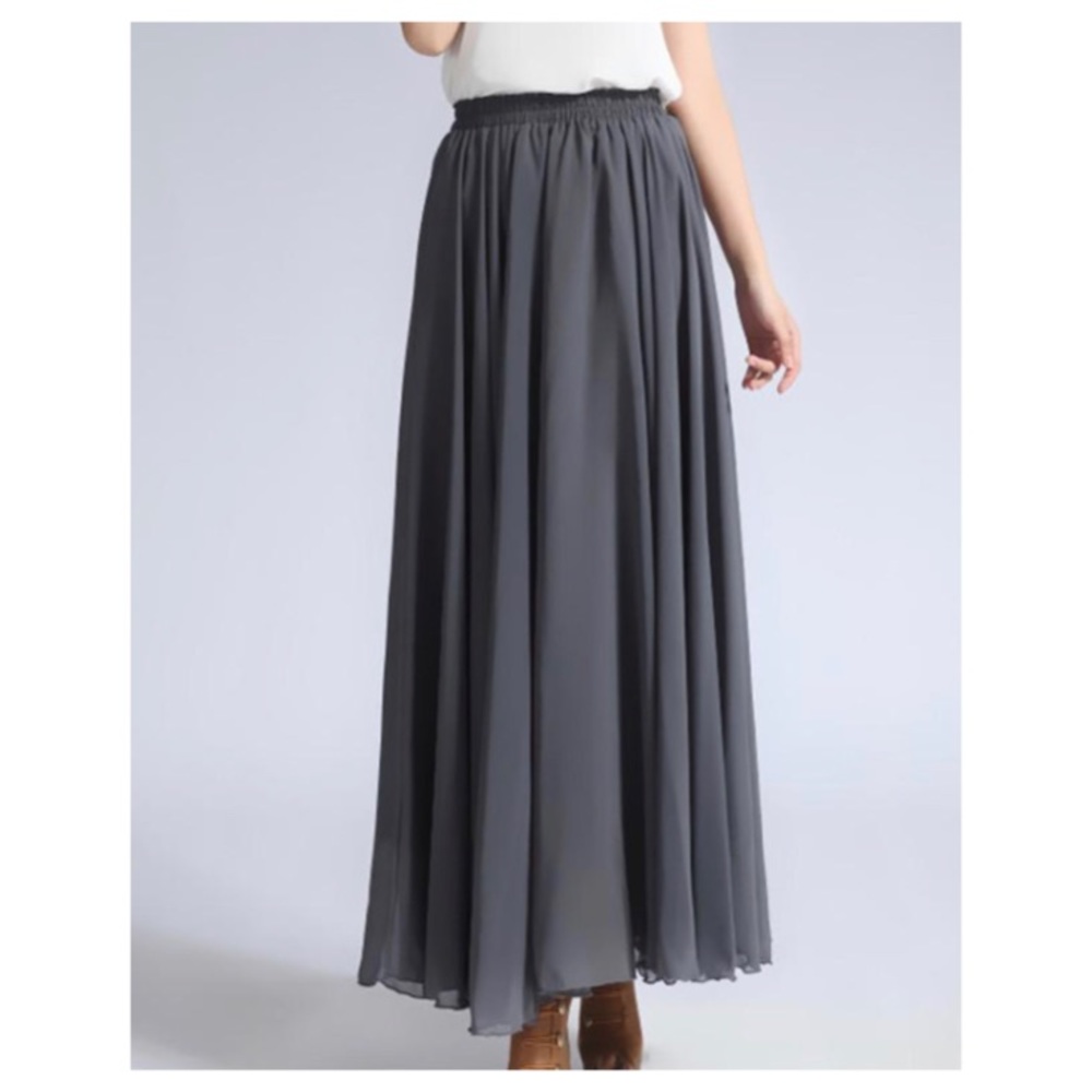 Dark Grey Chiffon Maxi Skirt